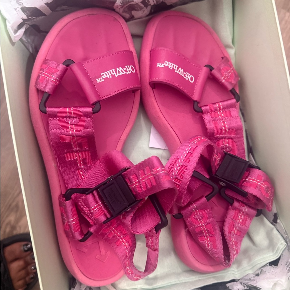 Off-White Fuchsia Strap Sandals